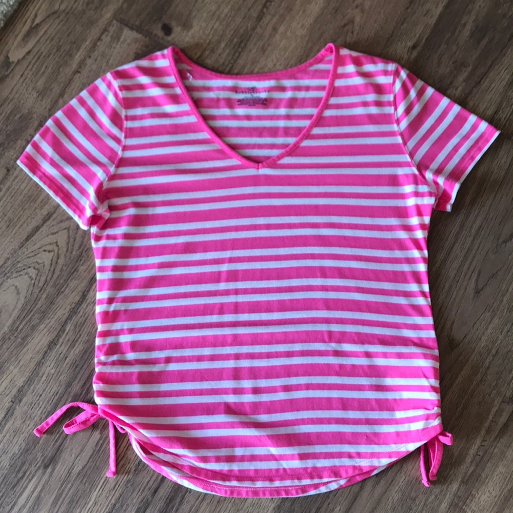 BOBBIE BROOKS PINK AND WHITE STRIPE TOP